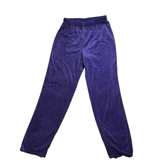 Purple Velour Womens Pants Size 12S By Roamans - Picture 1 of 4